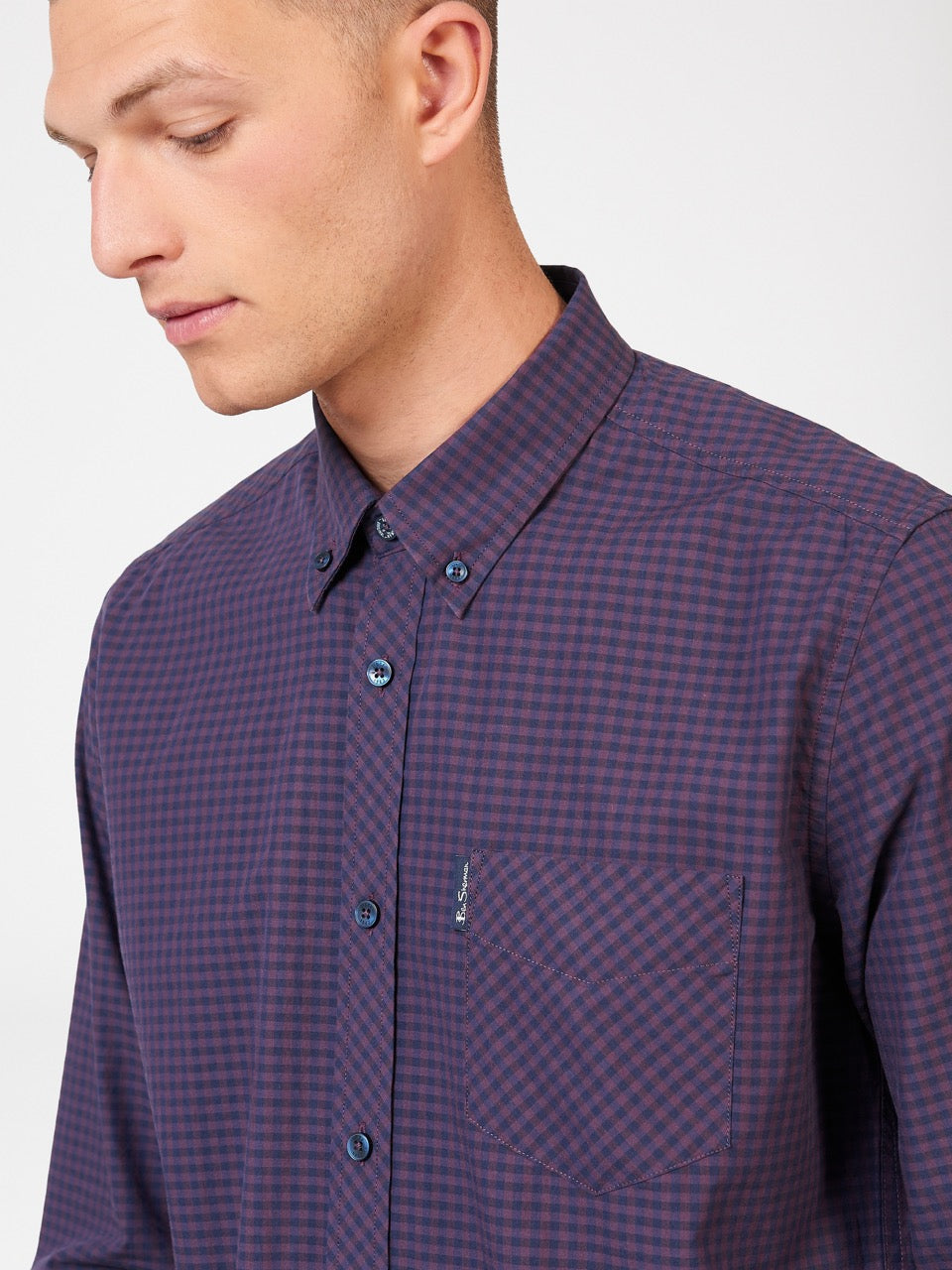 Chemises Ben Sherman Signature Gingham Long-Sleeve Violette | OCV-85575130